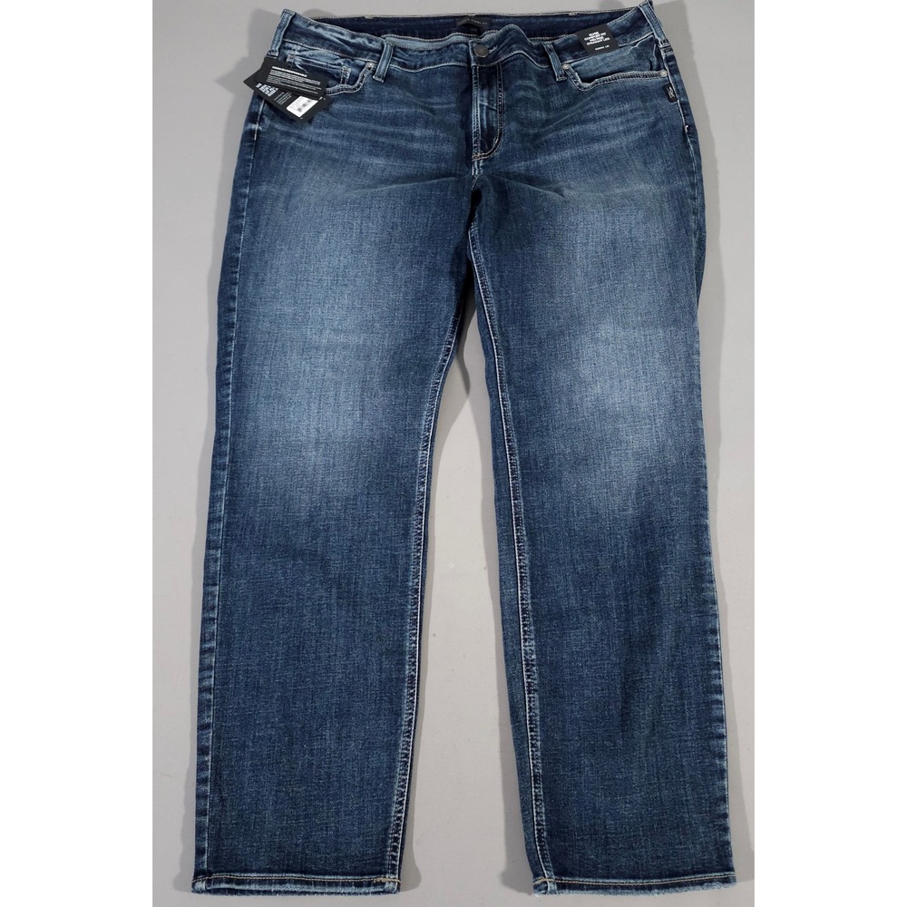 Silver Jeans Co Elyse Straight Jeans Womens 20/31 Indigo Mid Rise Comfort Fit